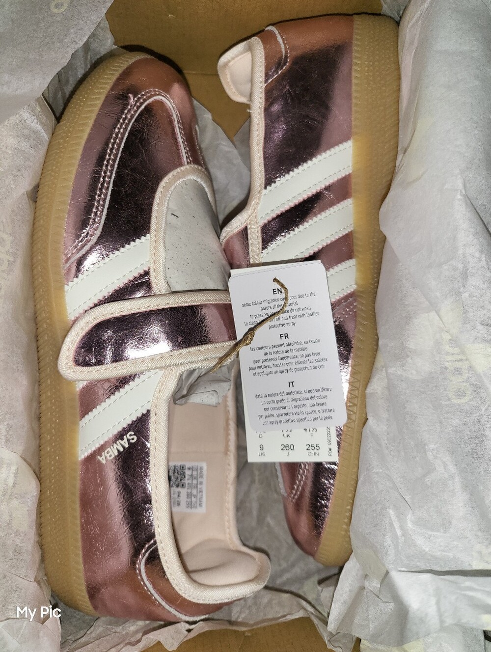 Adidas Women Samba Jane Velcro Sneakers in Metallic pink, Gum Bottom - Picture 3 of 5